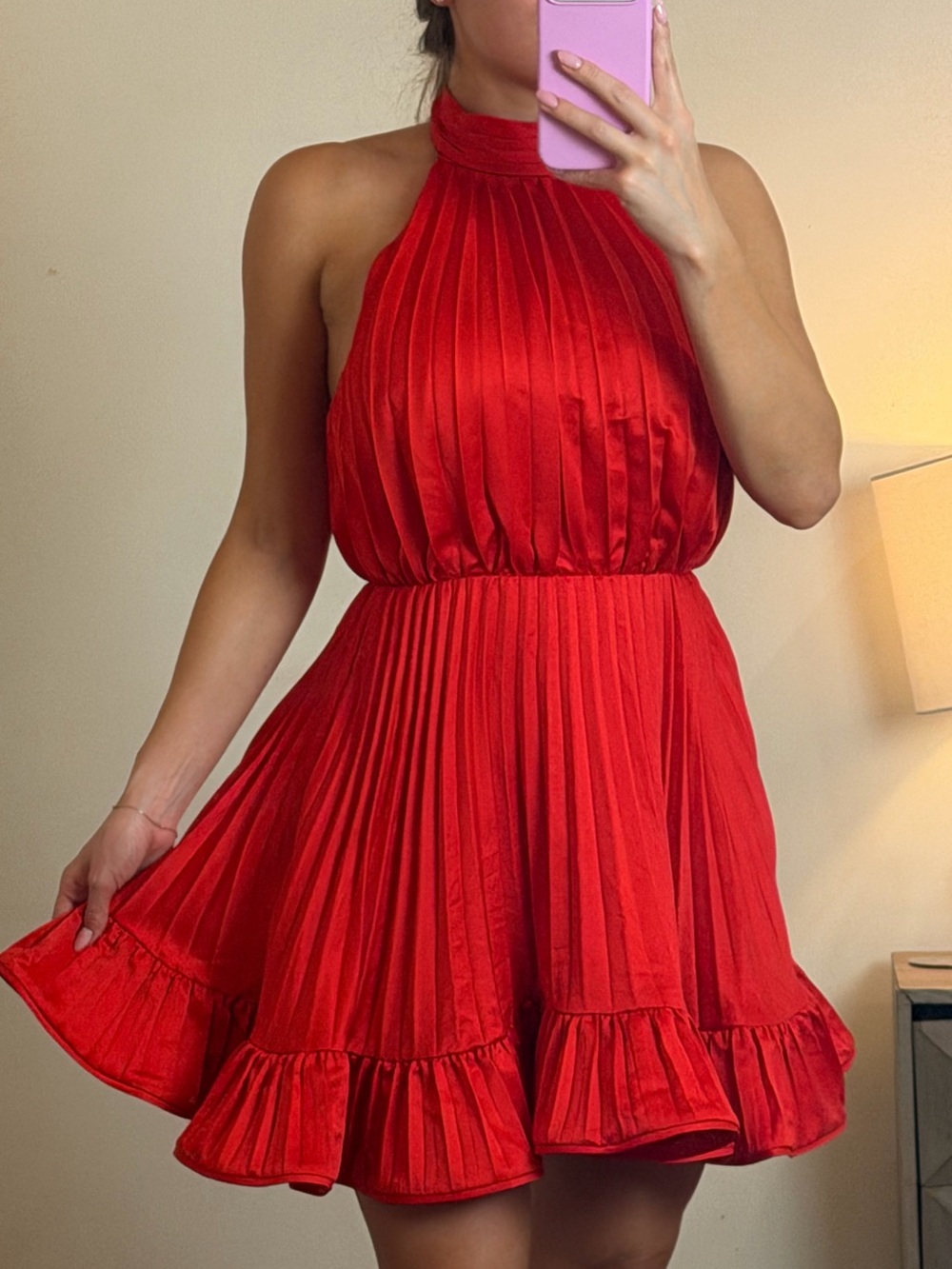 NWT AMUR Amiri Pleated Halter Mini Dress